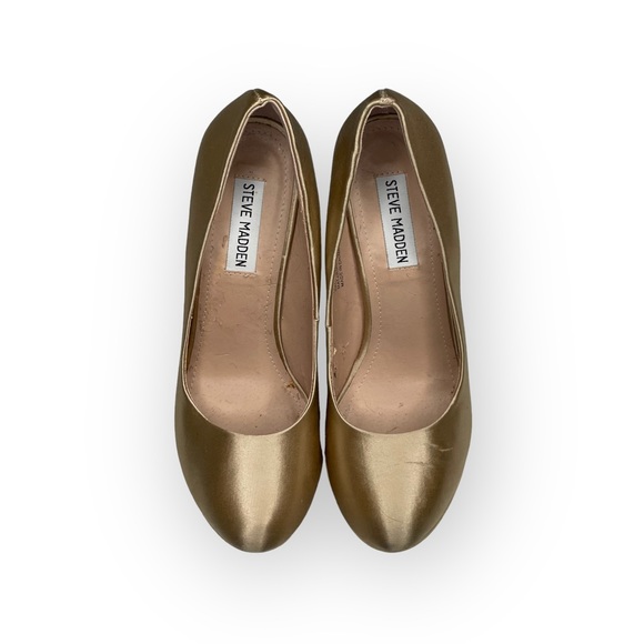 Steve Madden ☀︎︎ Partyy-R Glitter Crystal Platform Stilettos Pumps ☀︎︎ Champagne - Picture 10 of 16